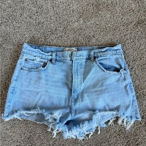 Abercrombie & Fitch Frayed Hem Jean Shorts - Light Blue